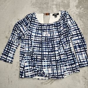 Nine West Jeans 3/4 Sleeve Gathered Hem Top Size Large. EUC.